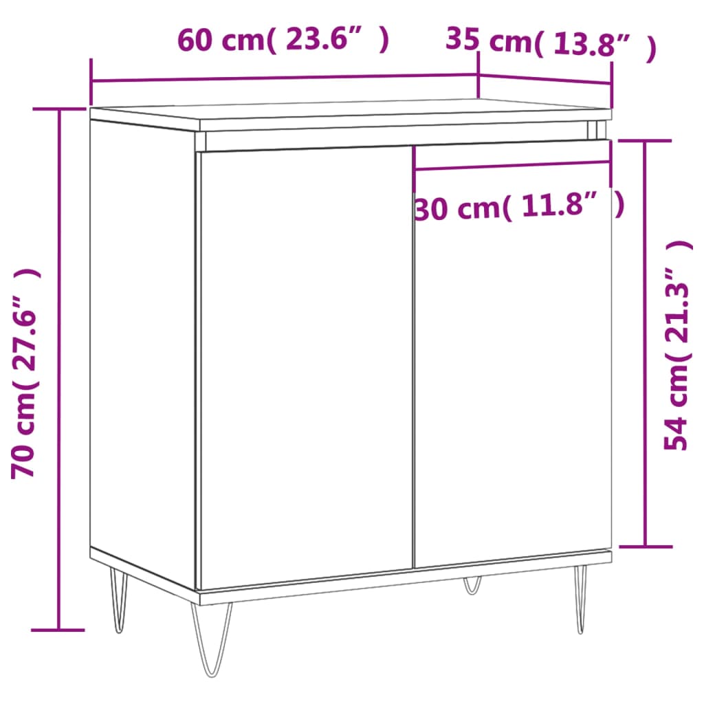 vidaXL Sideboard Smoked Oak 60x35x70 cm Engineered Wood
