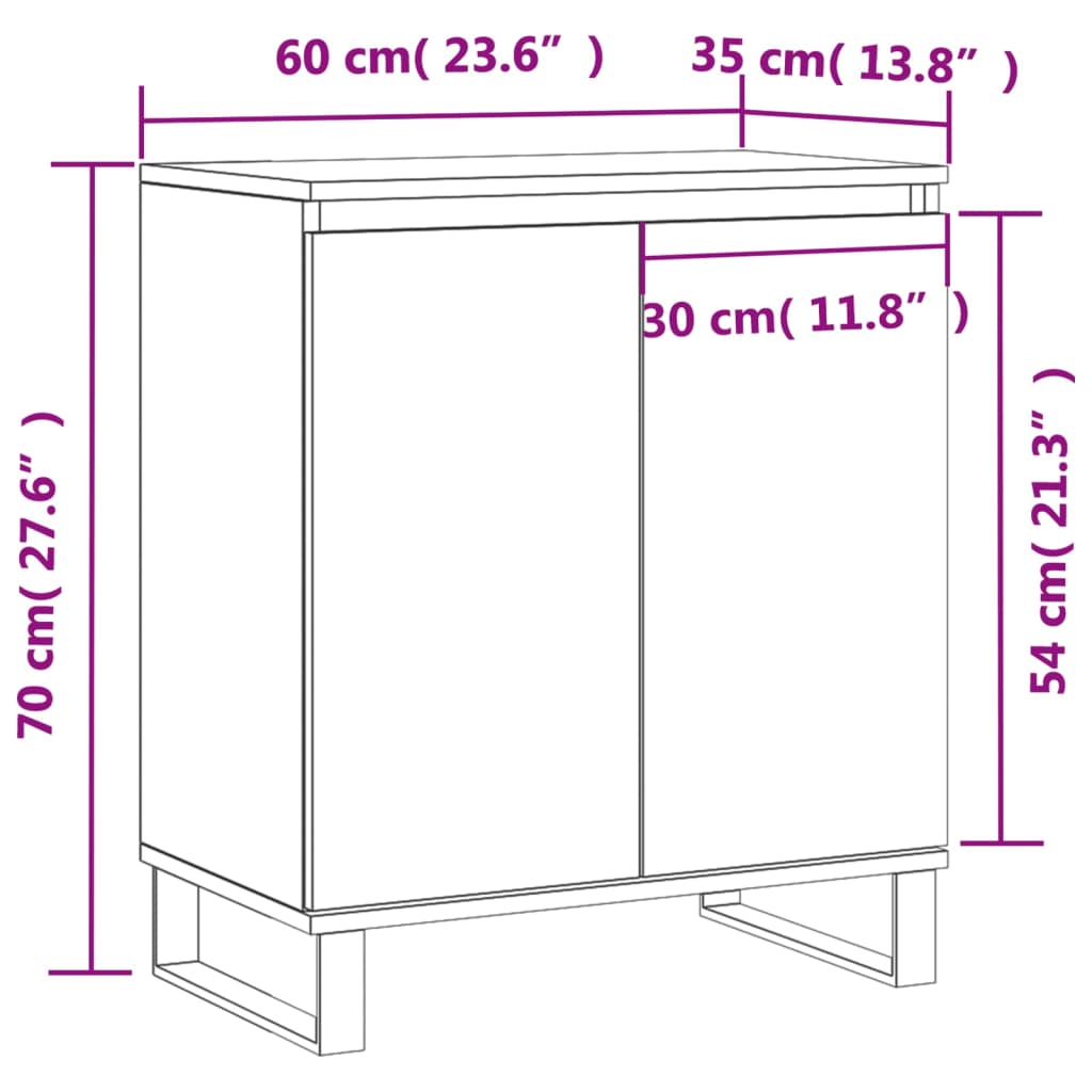 vidaXL Sideboard Sonoma Oak 60x35x70 cm Engineered Wood