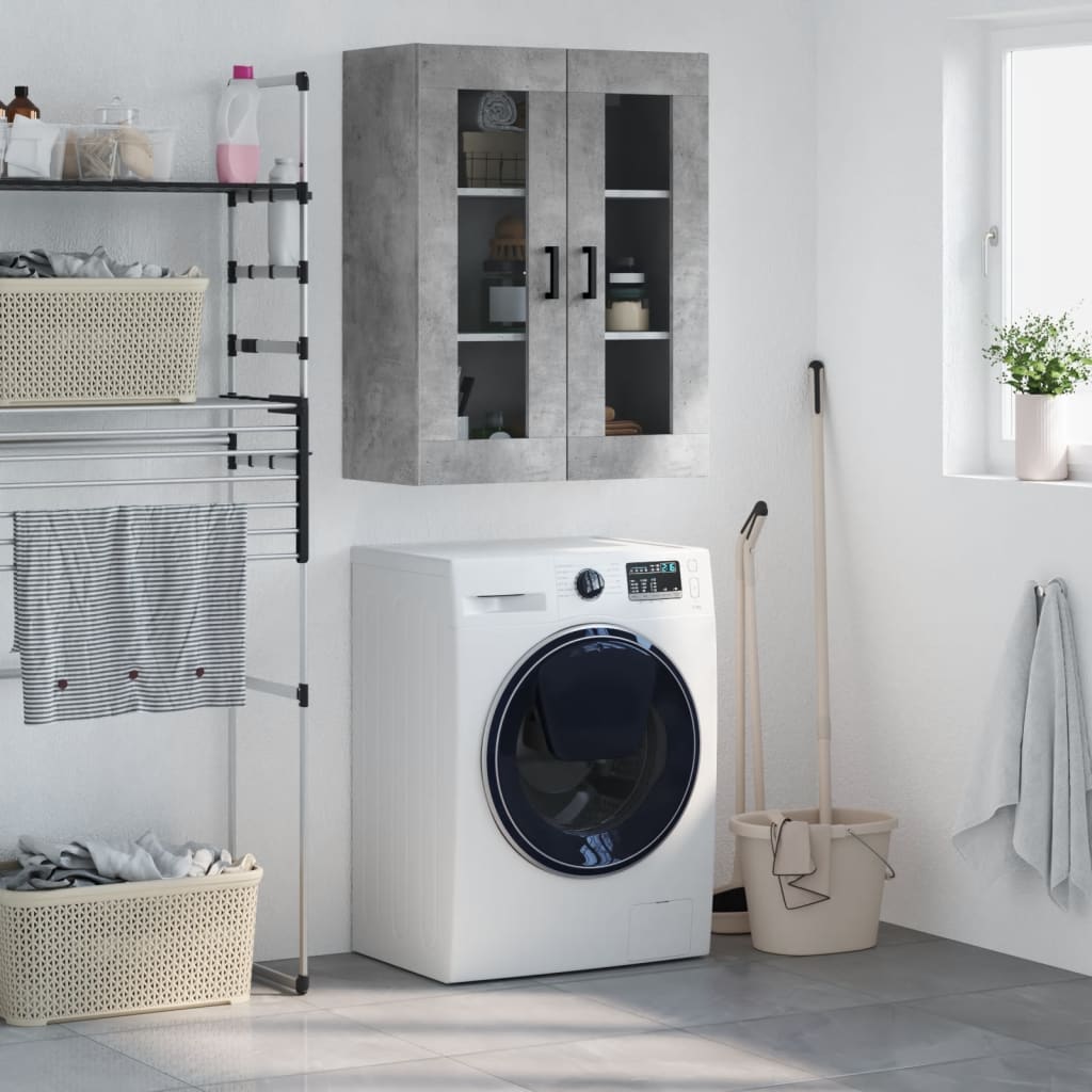 vidaXL Wall Mounted Cabinet Concrete Grey 69,5x34x90 cm