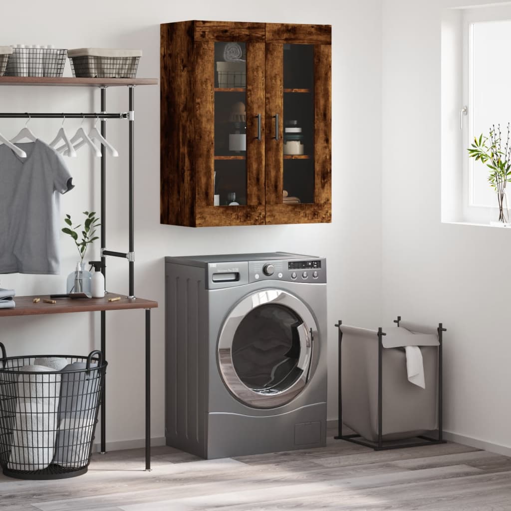 vidaXL Wall Mounted Cabinet Smoked Oak 69,5x34x90 cm