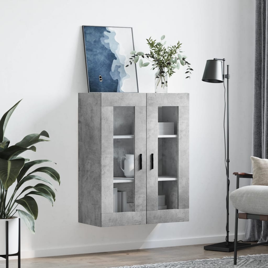 vidaXL Wall Mounted Cabinet Concrete Grey 69,5x34x90 cm