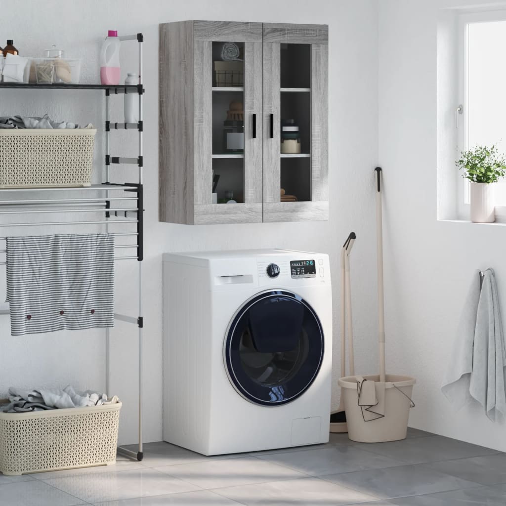 vidaXL Wall Mounted Cabinet Grey Sonoma 69,5x34x90 cm