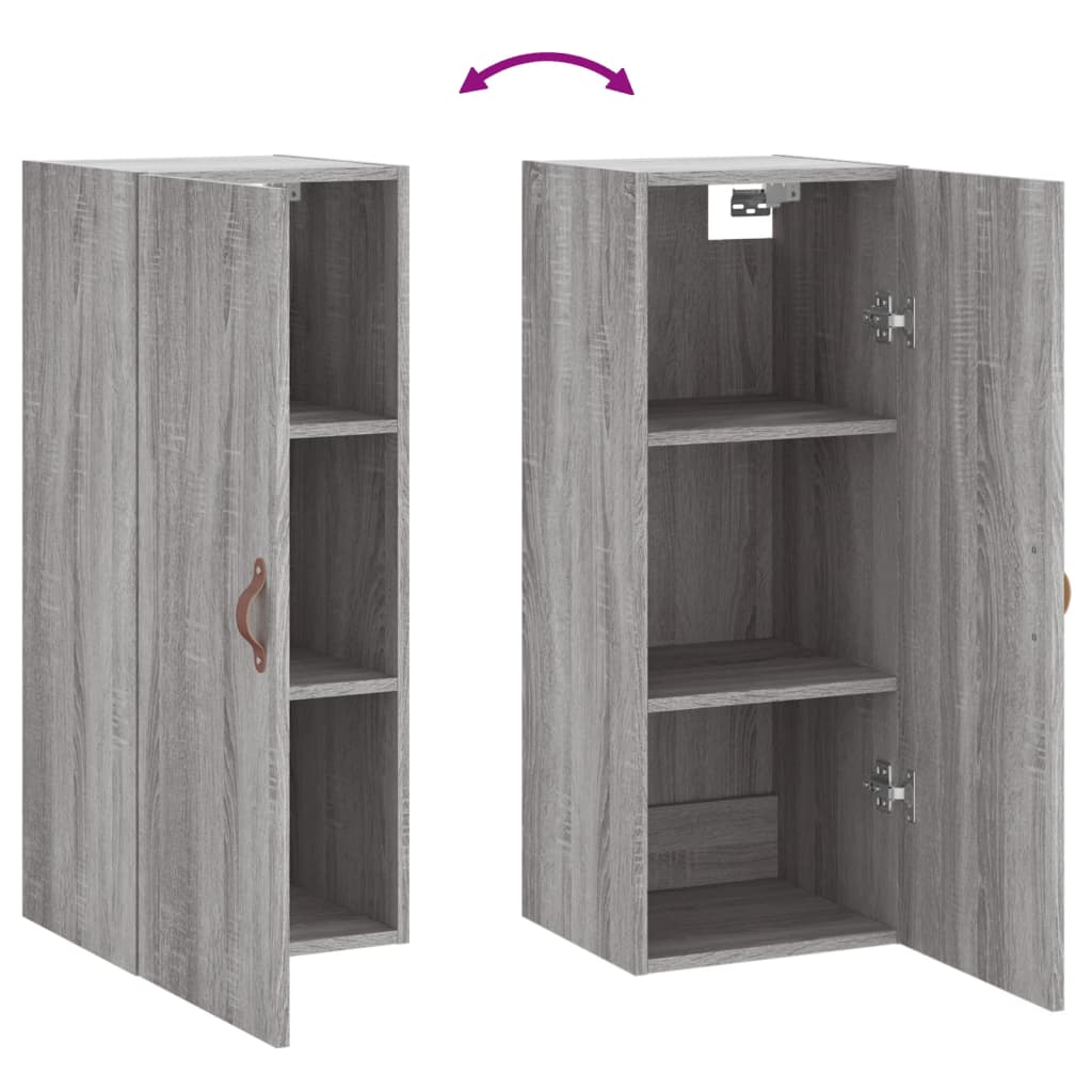 vidaXL Wall Mounted Cabinet Grey Sonoma 34.5x34x90 cm