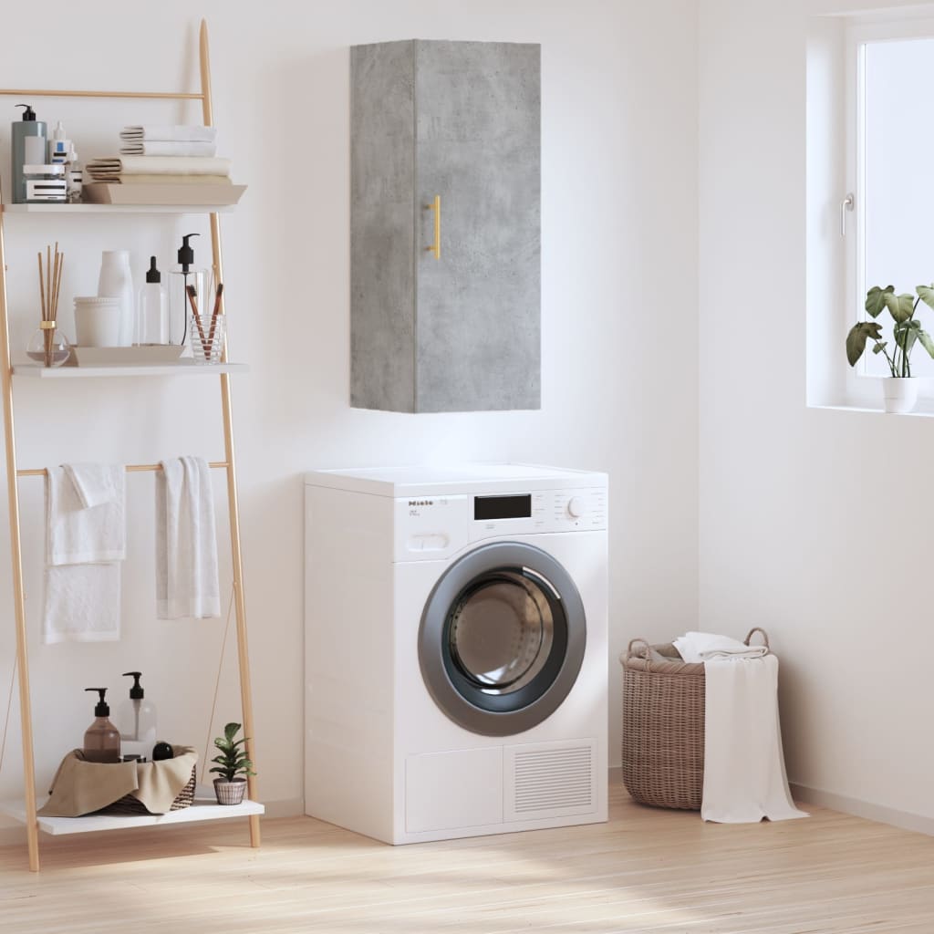 vidaXL Wall Mounted Cabinet Concrete Grey 34,5x34x90 cm