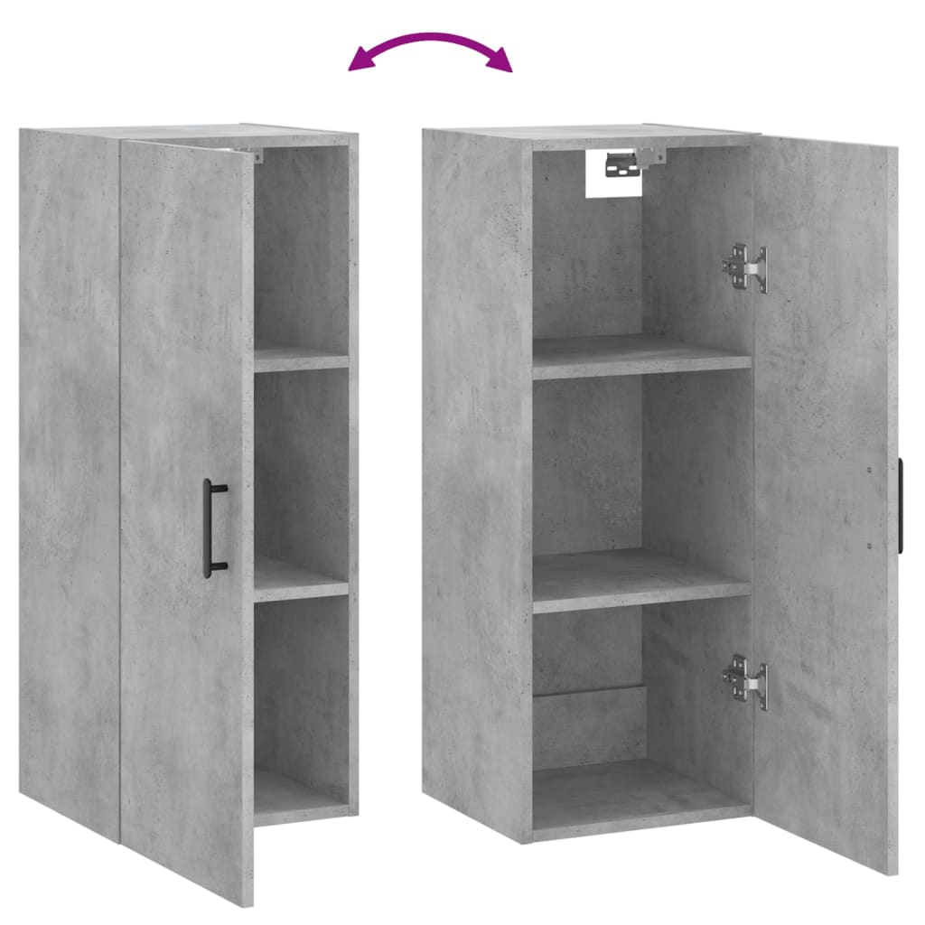 vidaXL Wall Mounted Cabinet Concrete Grey 34.5x34x90 cm