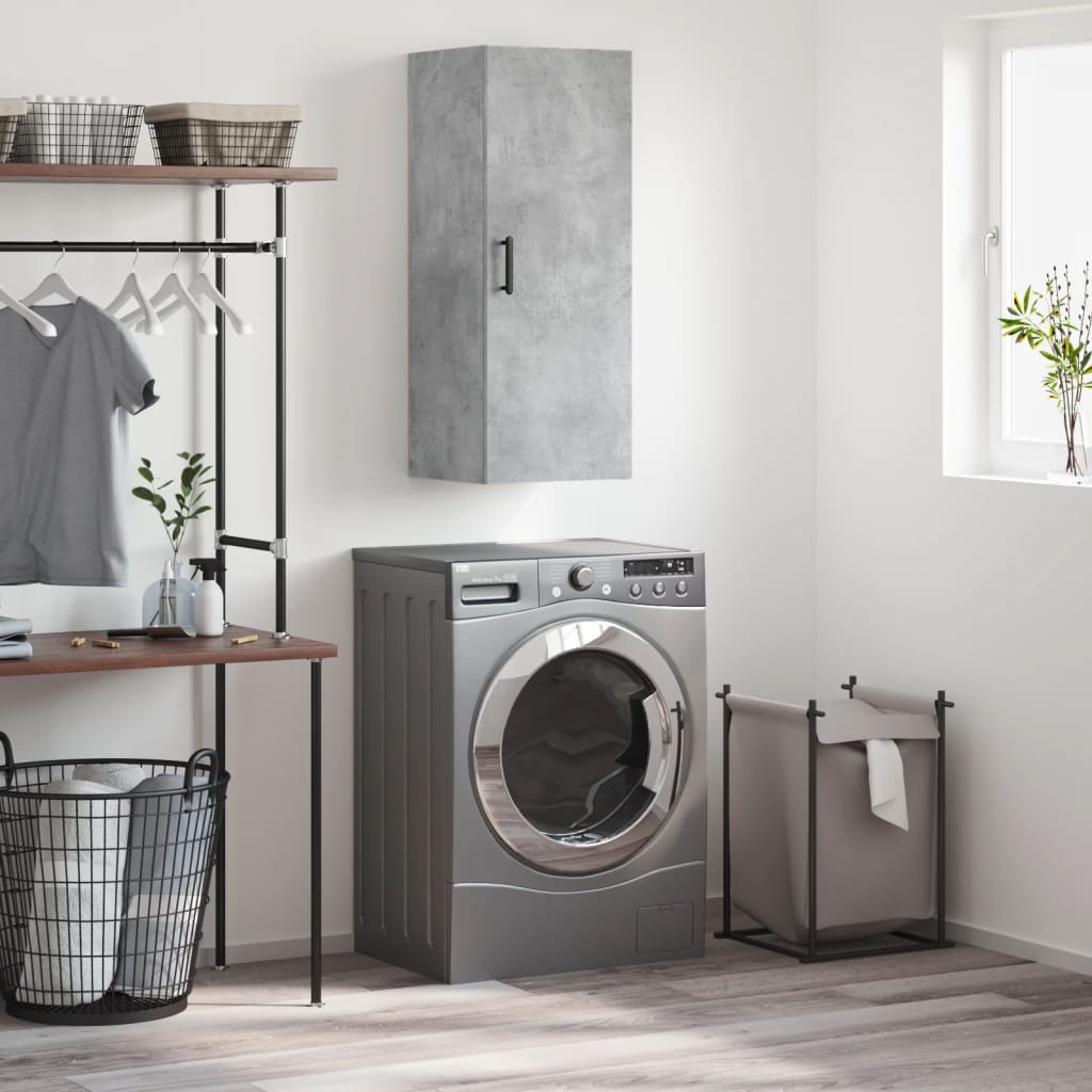 vidaXL Wall Mounted Cabinet Concrete Grey 34.5x34x90 cm