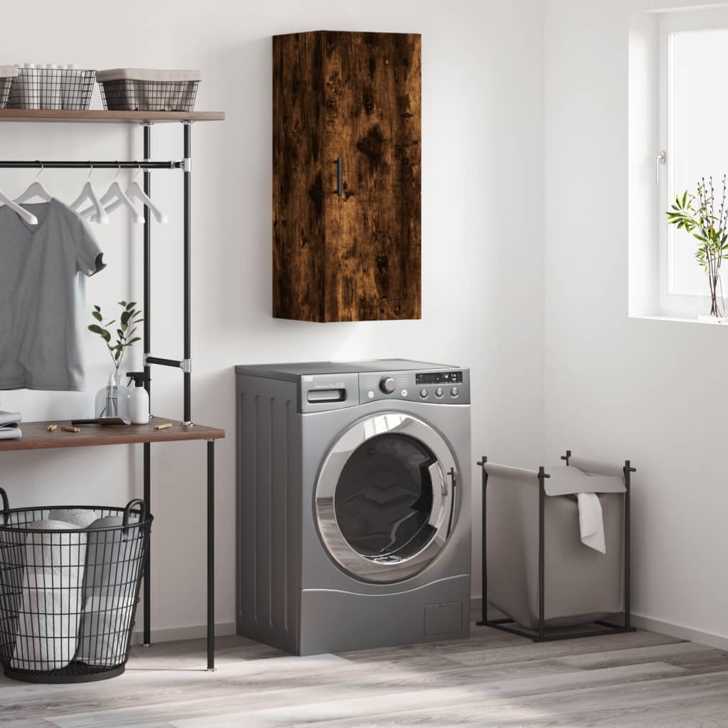 vidaXL Wall Mounted Cabinet Smoked Oak 34,5x34x90 cm