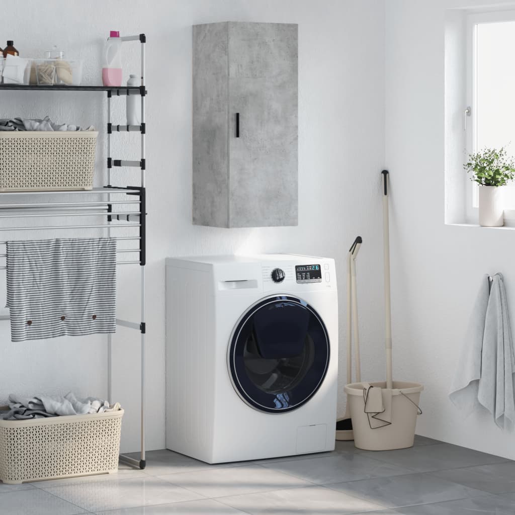 vidaXL Wall Mounted Cabinet Concrete Grey 34,5x34x90 cm