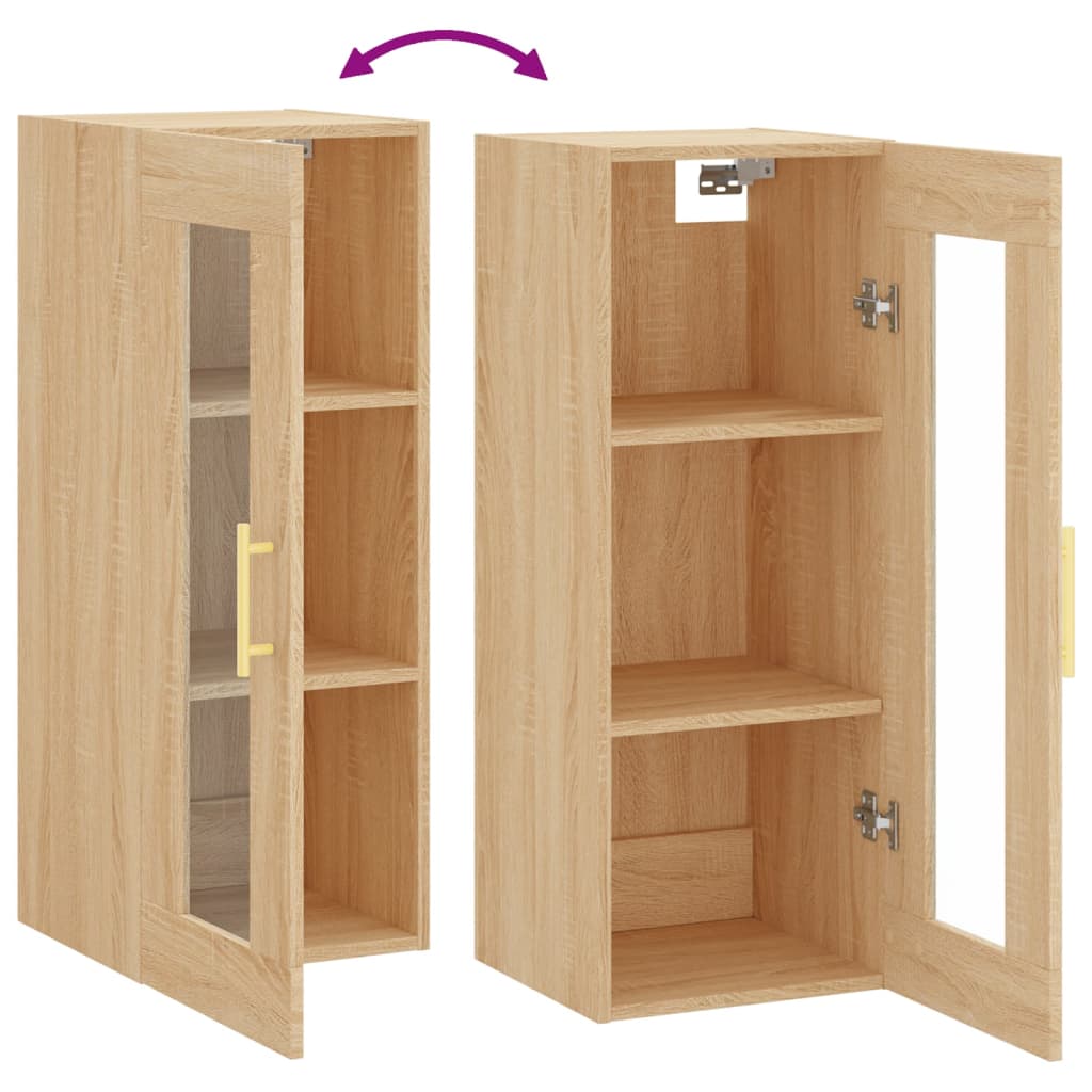 vidaXL Wall Mounted Cabinet Sonoma Oak 34.5x34x90 cm