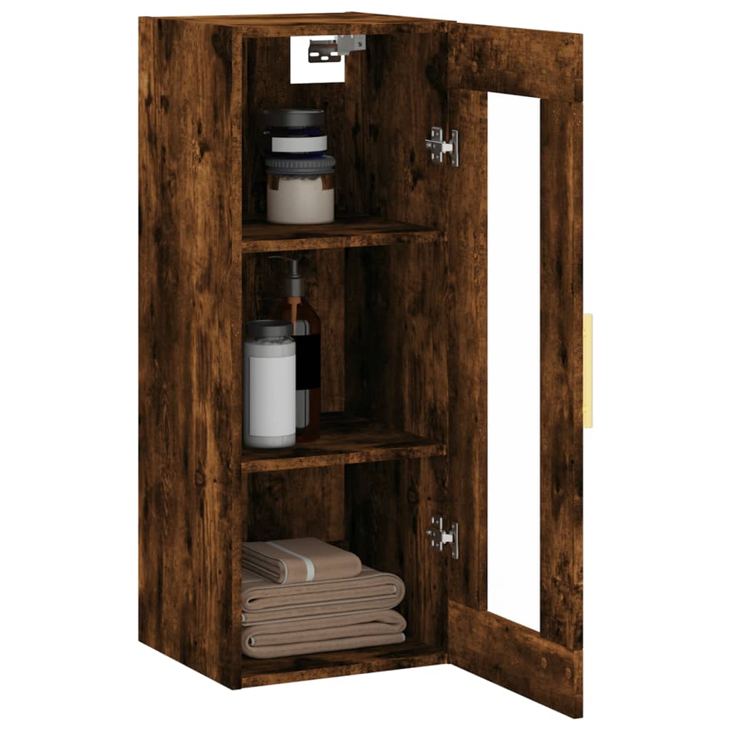 vidaXL Wall Mounted Cabinet Smoked Oak 34.5x34x90 cm