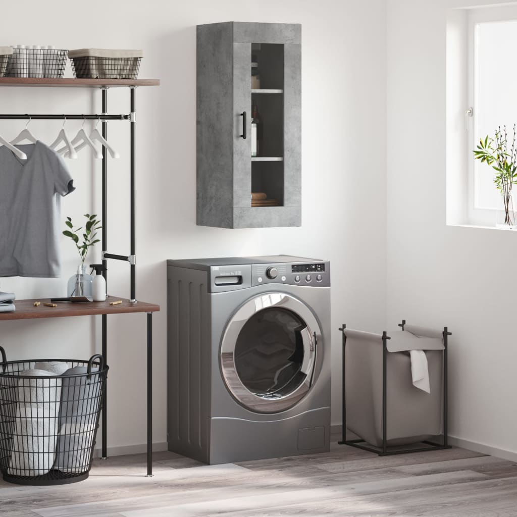 vidaXL Wall Mounted Cabinet Concrete Grey 34,5x34x90 cm