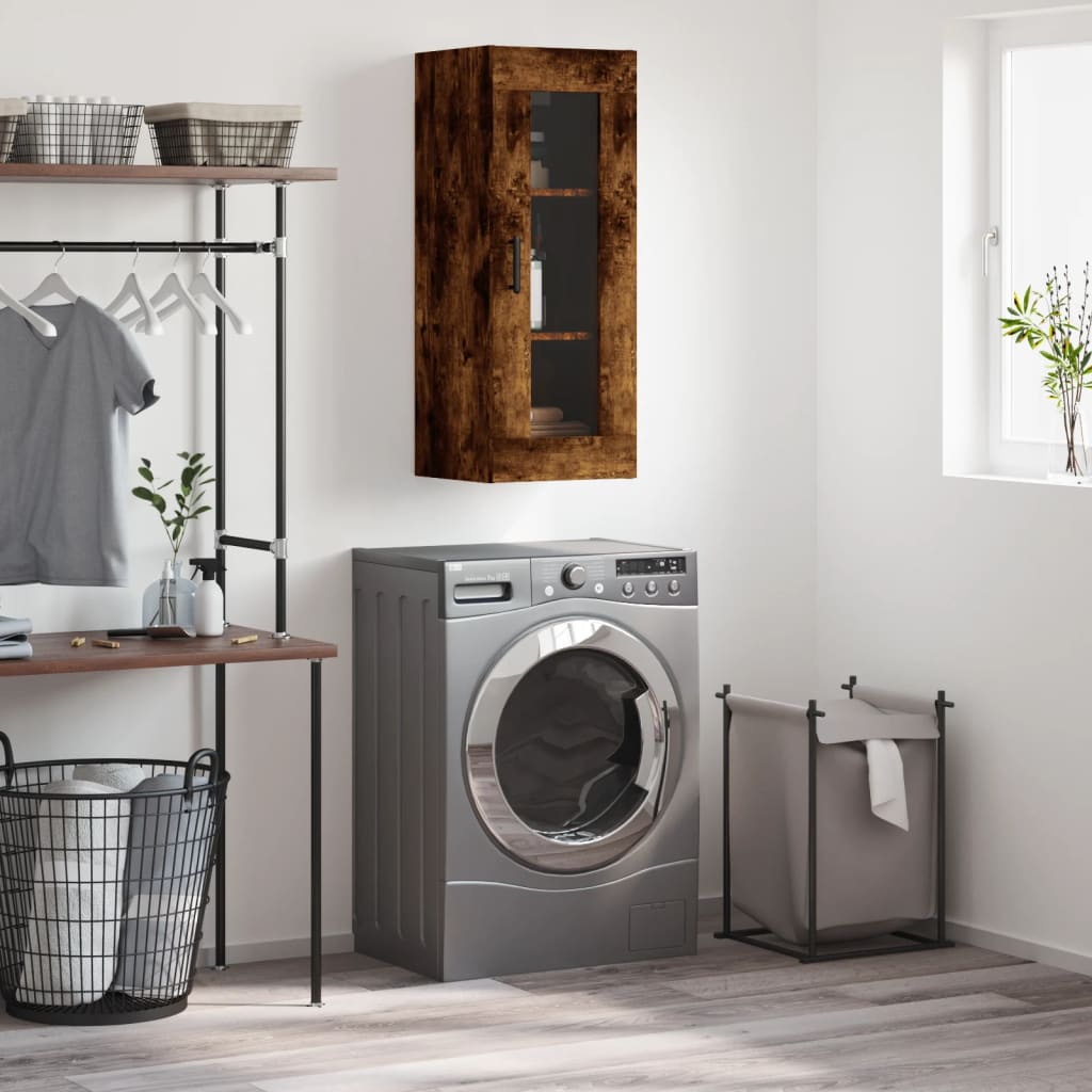 vidaXL Wall Mounted Cabinet Smoked Oak 34.5x34x90 cm