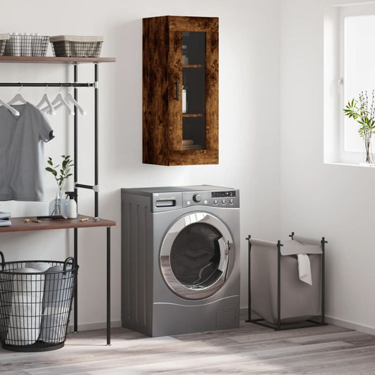 vidaXL Wall Mounted Cabinet Smoked Oak 34.5x34x90 cm