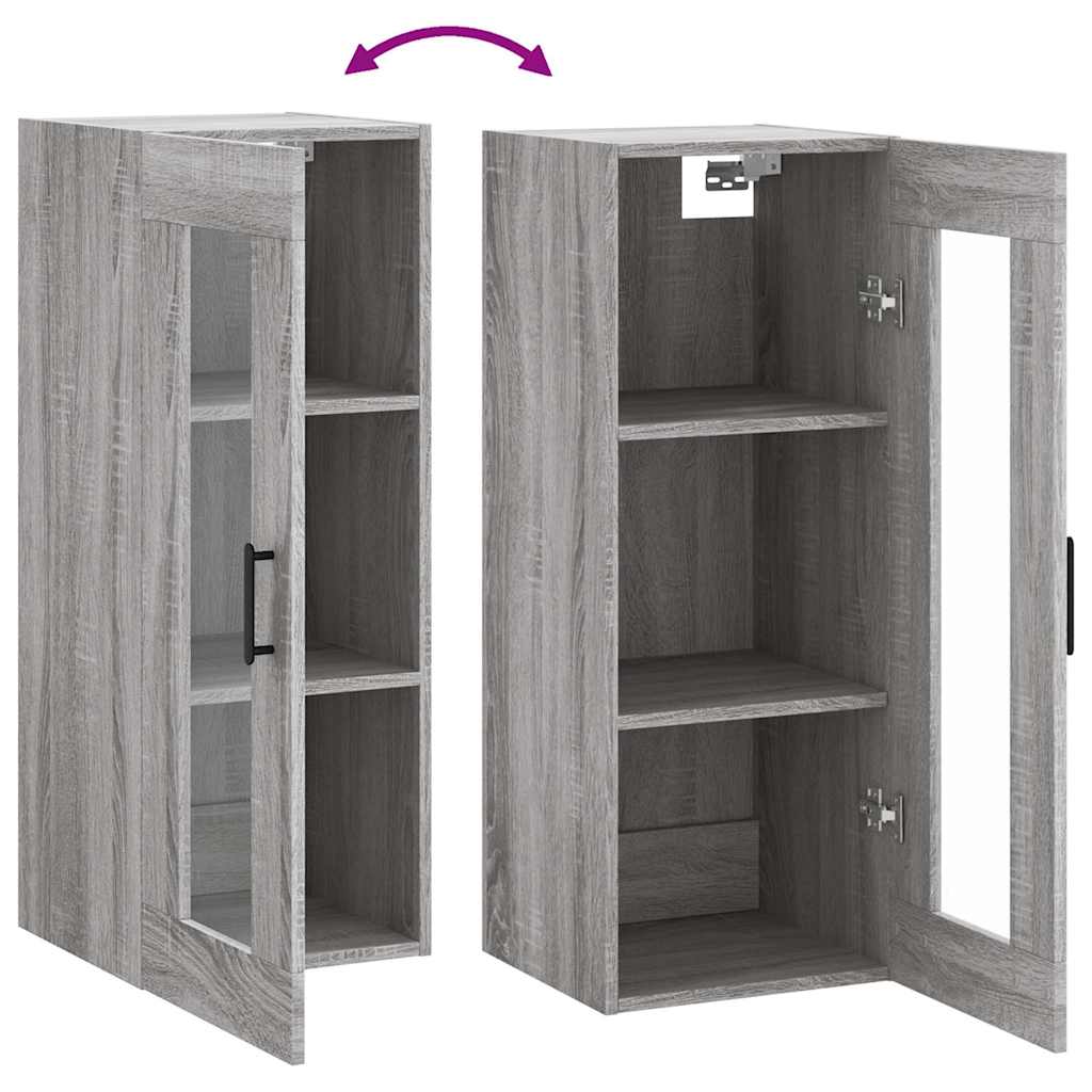 vidaXL Wall Mounted Cabinet Grey Sonoma 34.5x34x90 cm