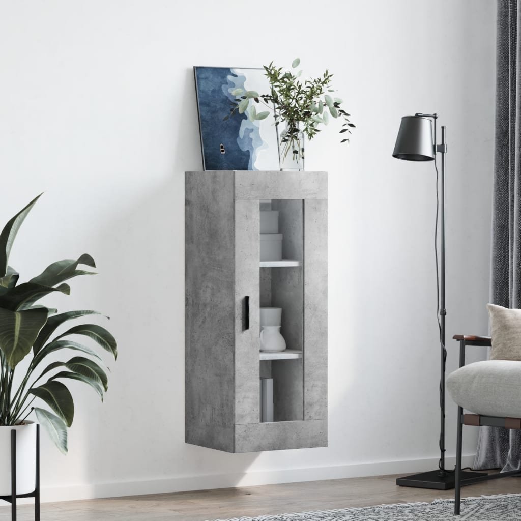 vidaXL Wall Mounted Cabinet Concrete Grey 34,5x34x90 cm