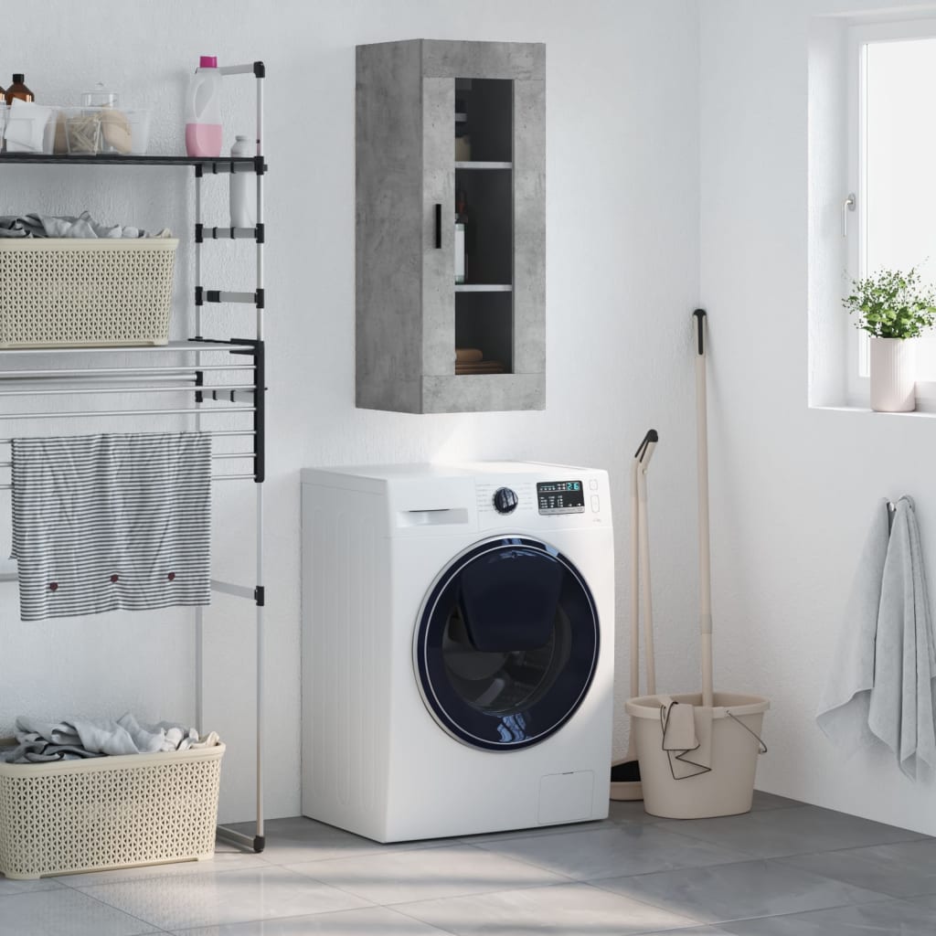 vidaXL Wall Mounted Cabinet Concrete Grey 34,5x34x90 cm