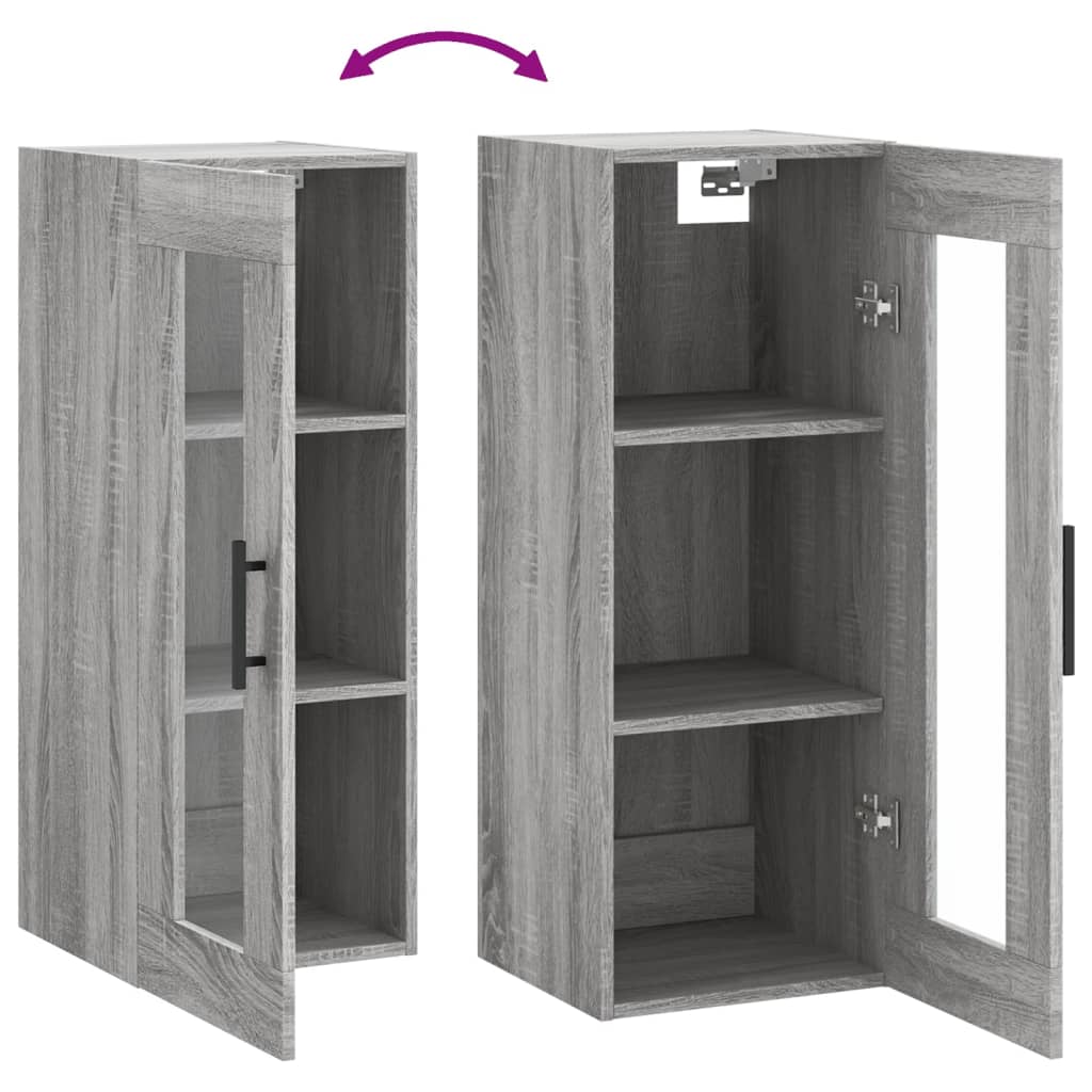 vidaXL Wall Mounted Cabinet Grey Sonoma 34.5x34x90 cm