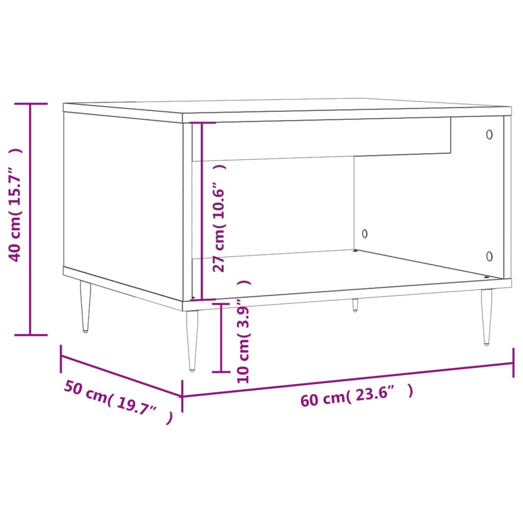 vidaXL Coffee Table White 60x50x40 cm Engineered Wood