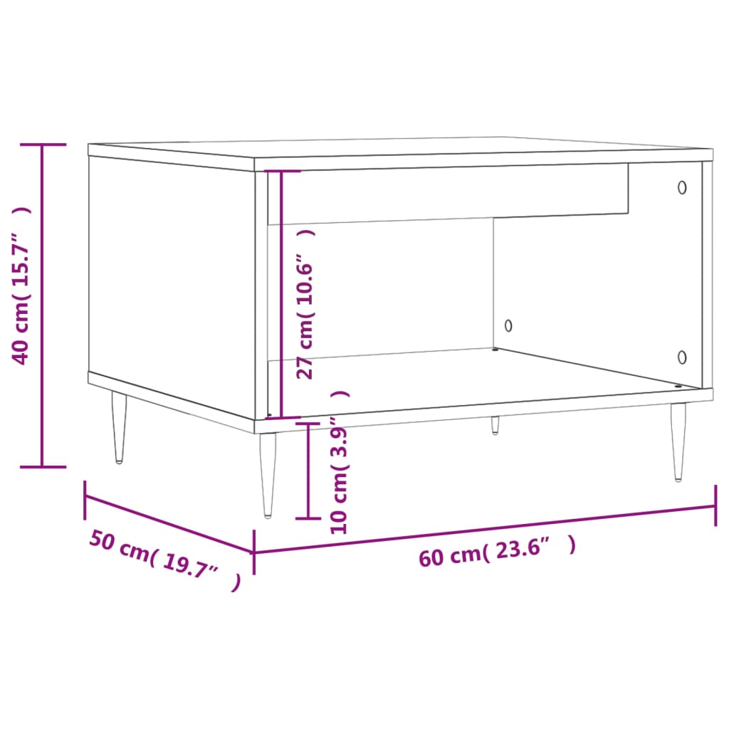 vidaXL Coffee Table Concrete Grey 60x50x40 cm Engineered Wood