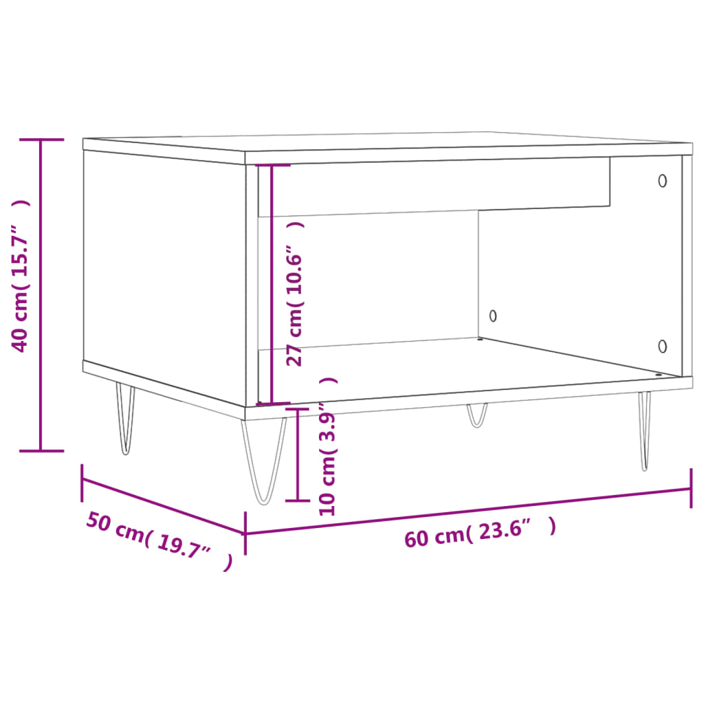 vidaXL Coffee Table Sonoma Oak 60x50x40 cm Engineered Wood