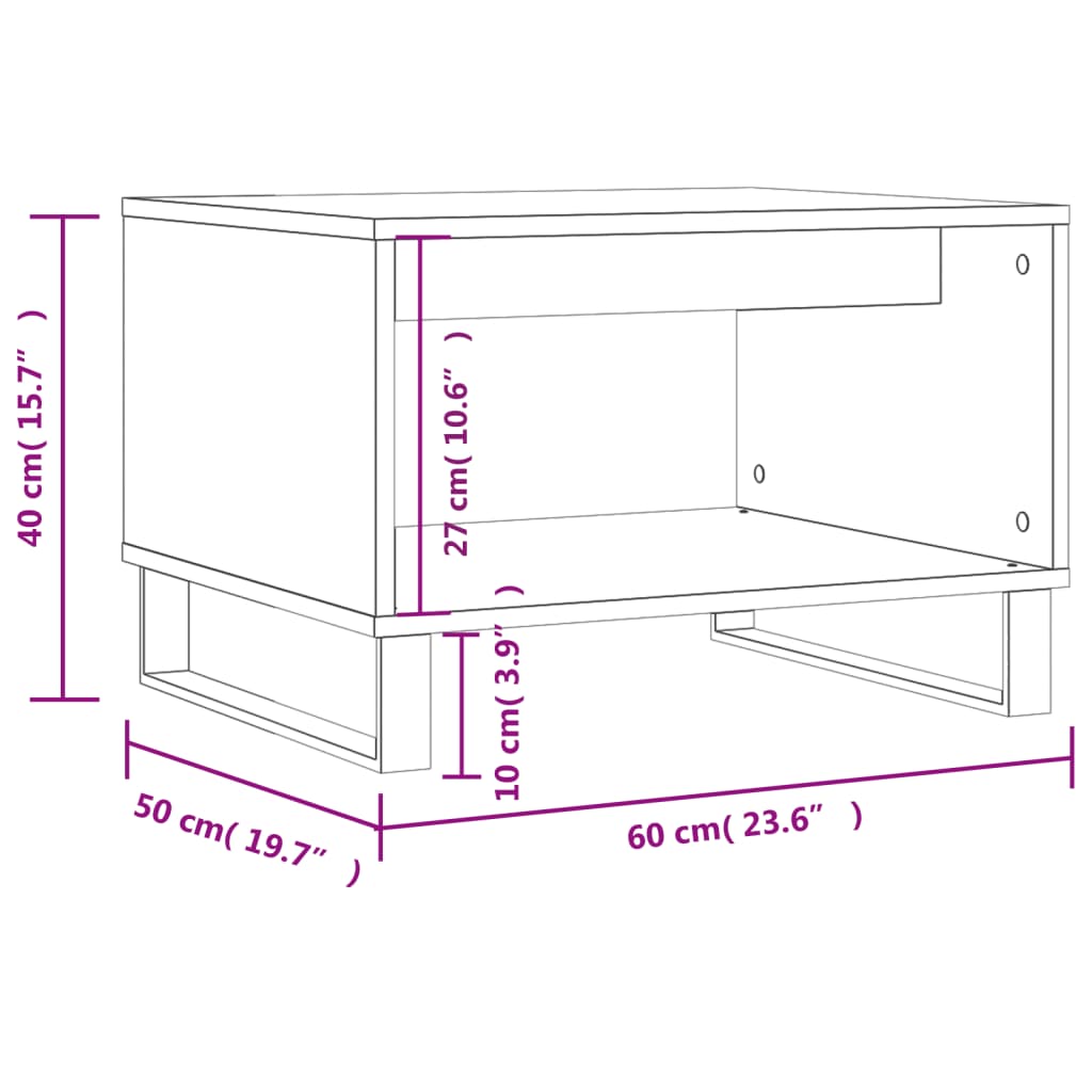 vidaXL Coffee Table Smoked Oak 60x50x40 cm Engineered Wood