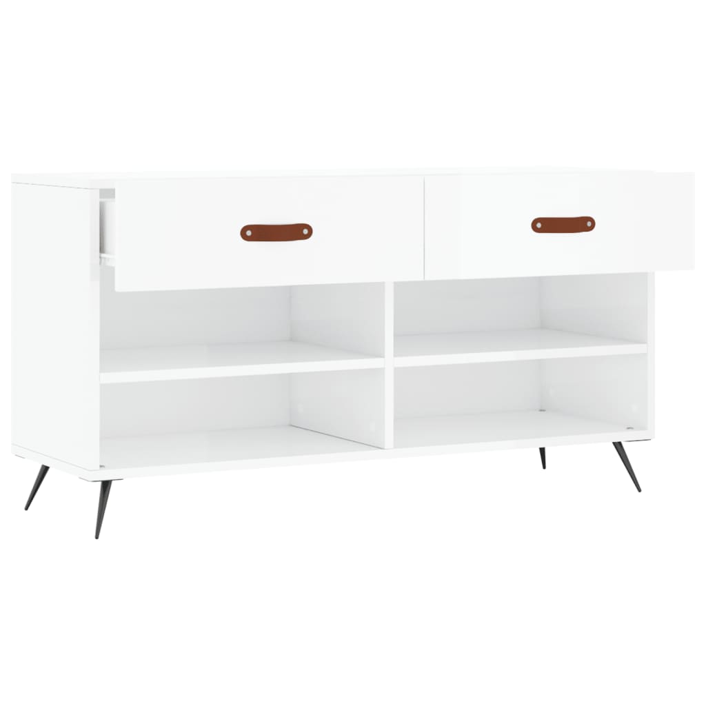vidaXL Shoe Bench High Gloss White 102x35x55 cm Engineered Wood