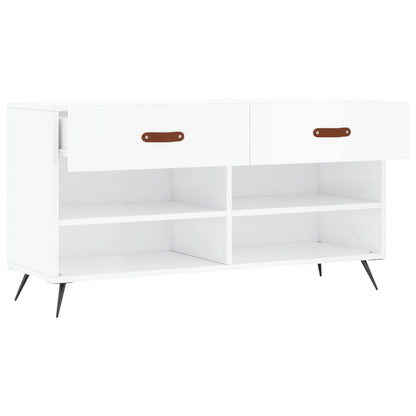 vidaXL Shoe Bench High Gloss White 102x35x55 cm Engineered Wood