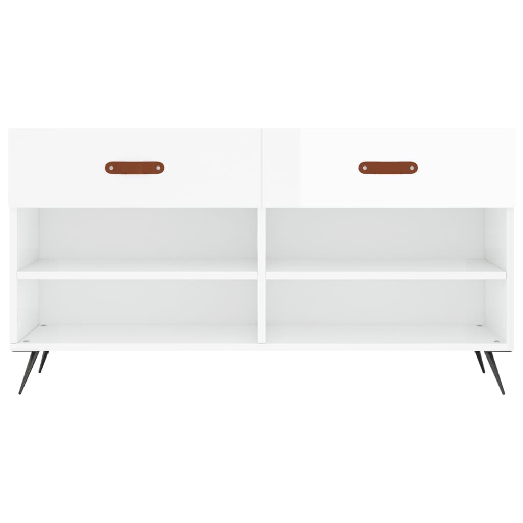 vidaXL Shoe Bench High Gloss White 102x35x55 cm Engineered Wood