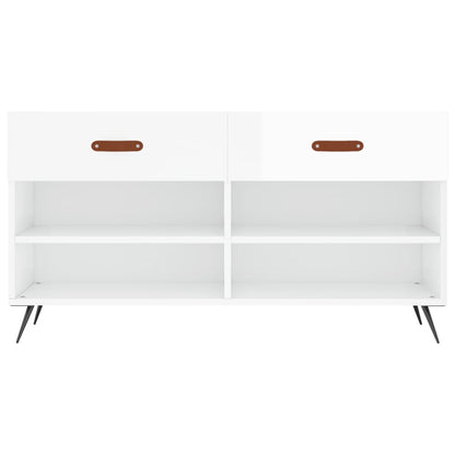 vidaXL Shoe Bench High Gloss White 102x35x55 cm Engineered Wood