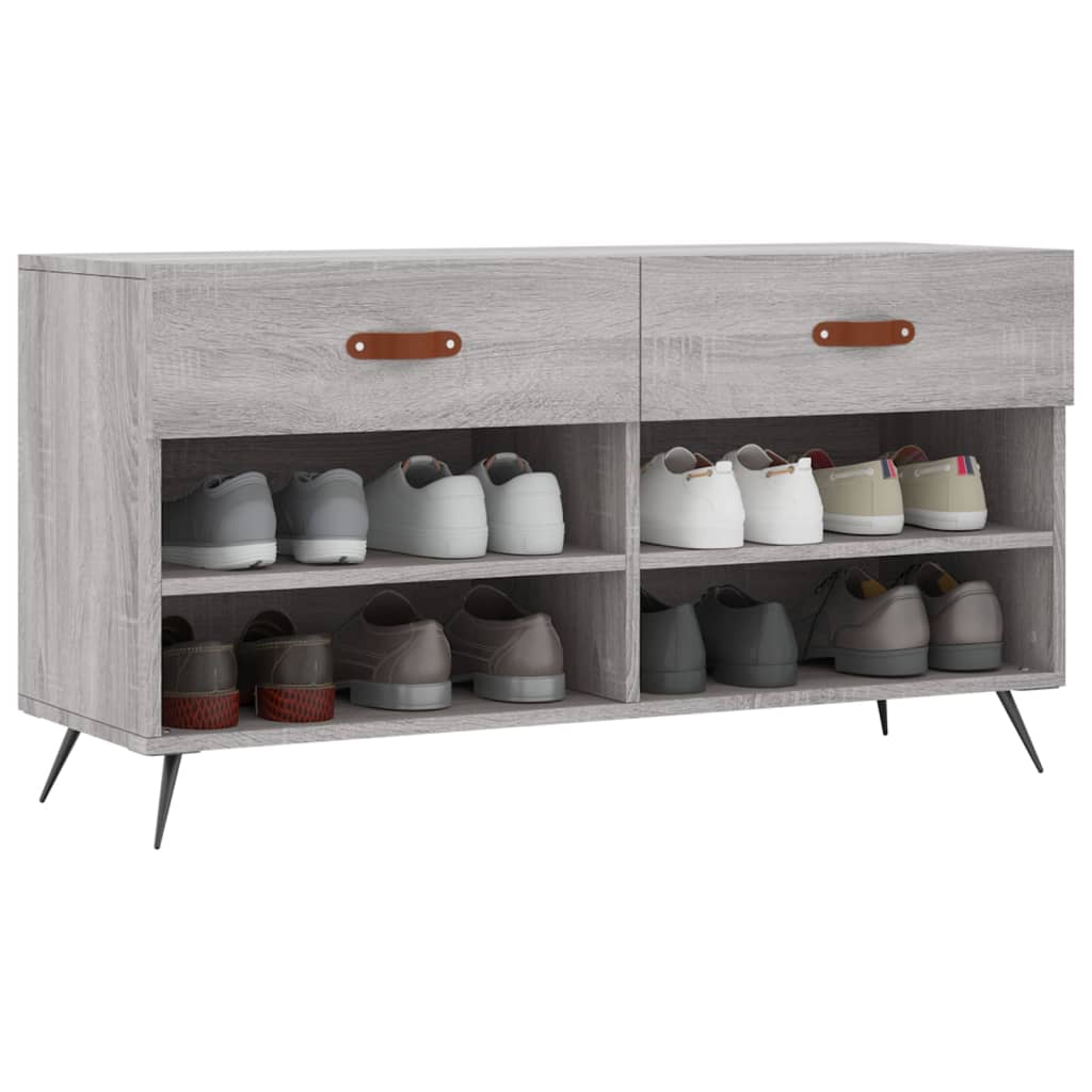 vidaXL Shoe Bench Grey Sonoma 102x35x55 cm Engineered Wood