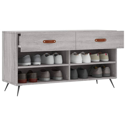 vidaXL Shoe Bench Grey Sonoma 102x35x55 cm Engineered Wood