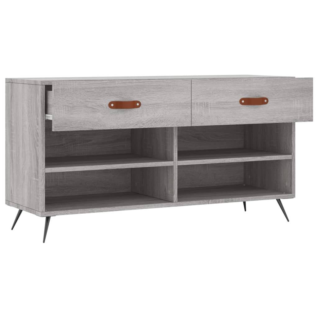 vidaXL Shoe Bench Grey Sonoma 102x35x55 cm Engineered Wood