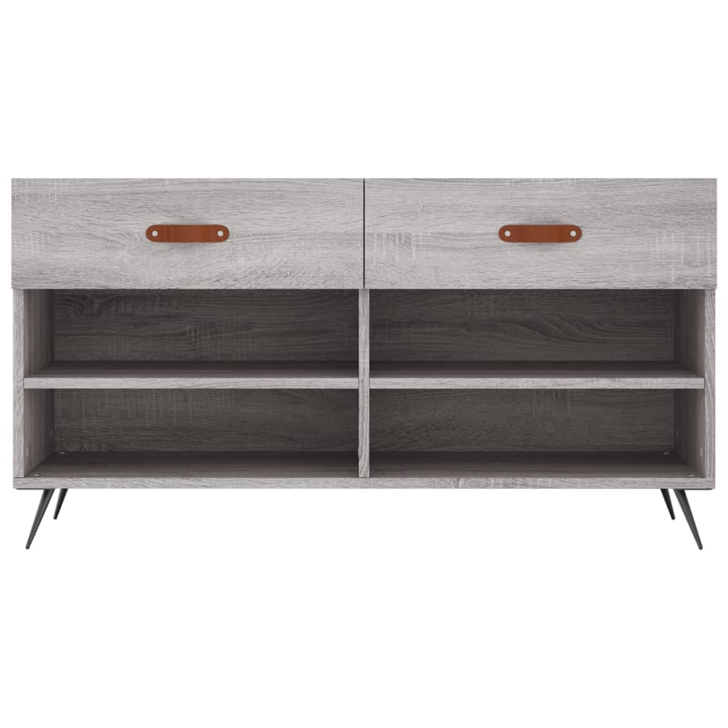 vidaXL Shoe Bench Grey Sonoma 102x35x55 cm Engineered Wood