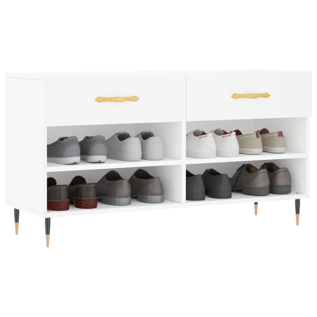 vidaXL Shoe Bench White 102x35x55 cm Engineered Wood