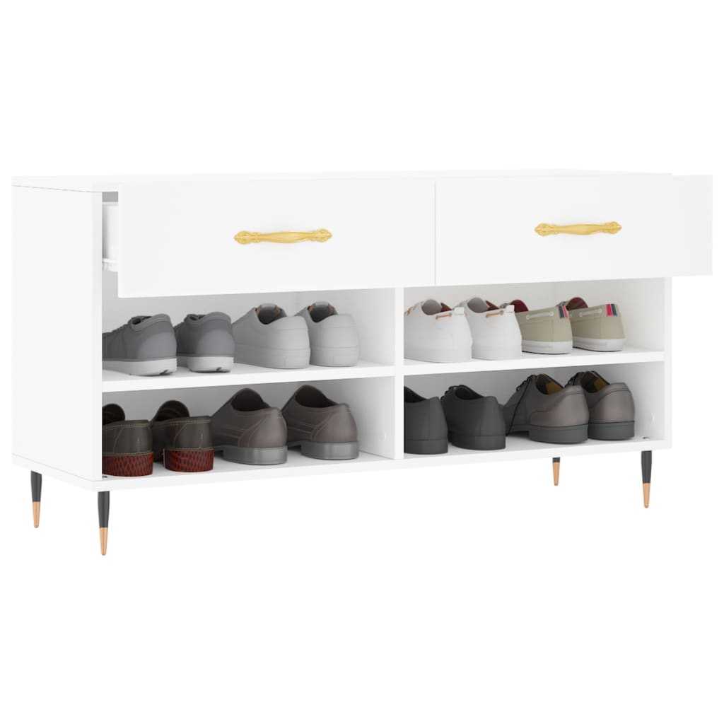 vidaXL Shoe Bench White 102x35x55 cm Engineered Wood
