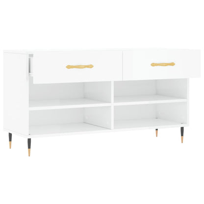vidaXL Shoe Bench High Gloss White 102x35x55 cm Engineered Wood