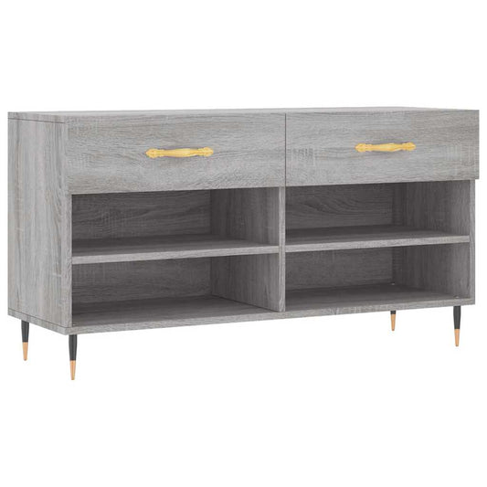 vidaXL Shoe Bench Grey Sonoma 102x35x55 cm Engineered Wood