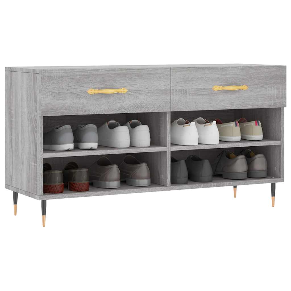 vidaXL Shoe Bench Grey Sonoma 102x35x55 cm Engineered Wood