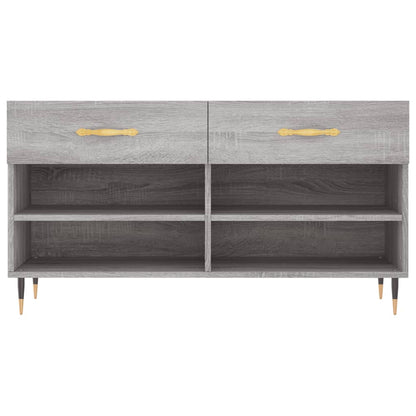 vidaXL Shoe Bench Grey Sonoma 102x35x55 cm Engineered Wood