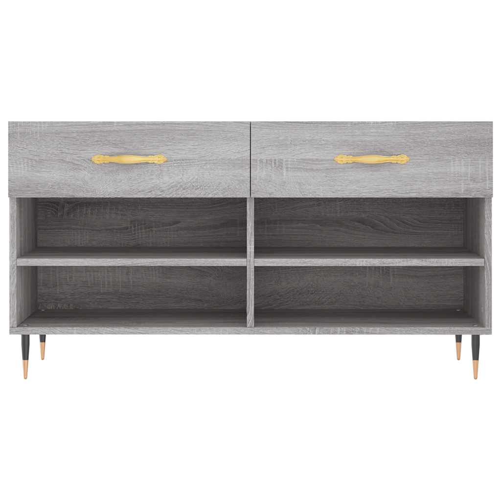 vidaXL Shoe Bench Grey Sonoma 102x35x55 cm Engineered Wood