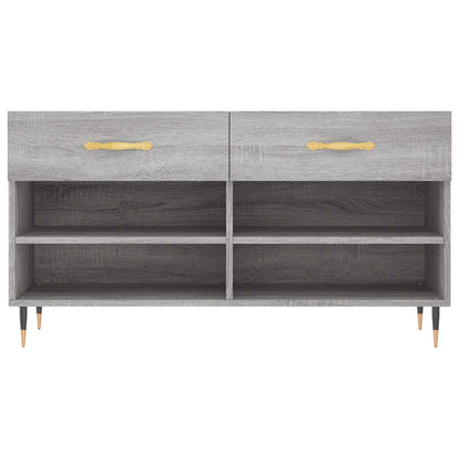 vidaXL Shoe Bench Grey Sonoma 102x35x55 cm Engineered Wood