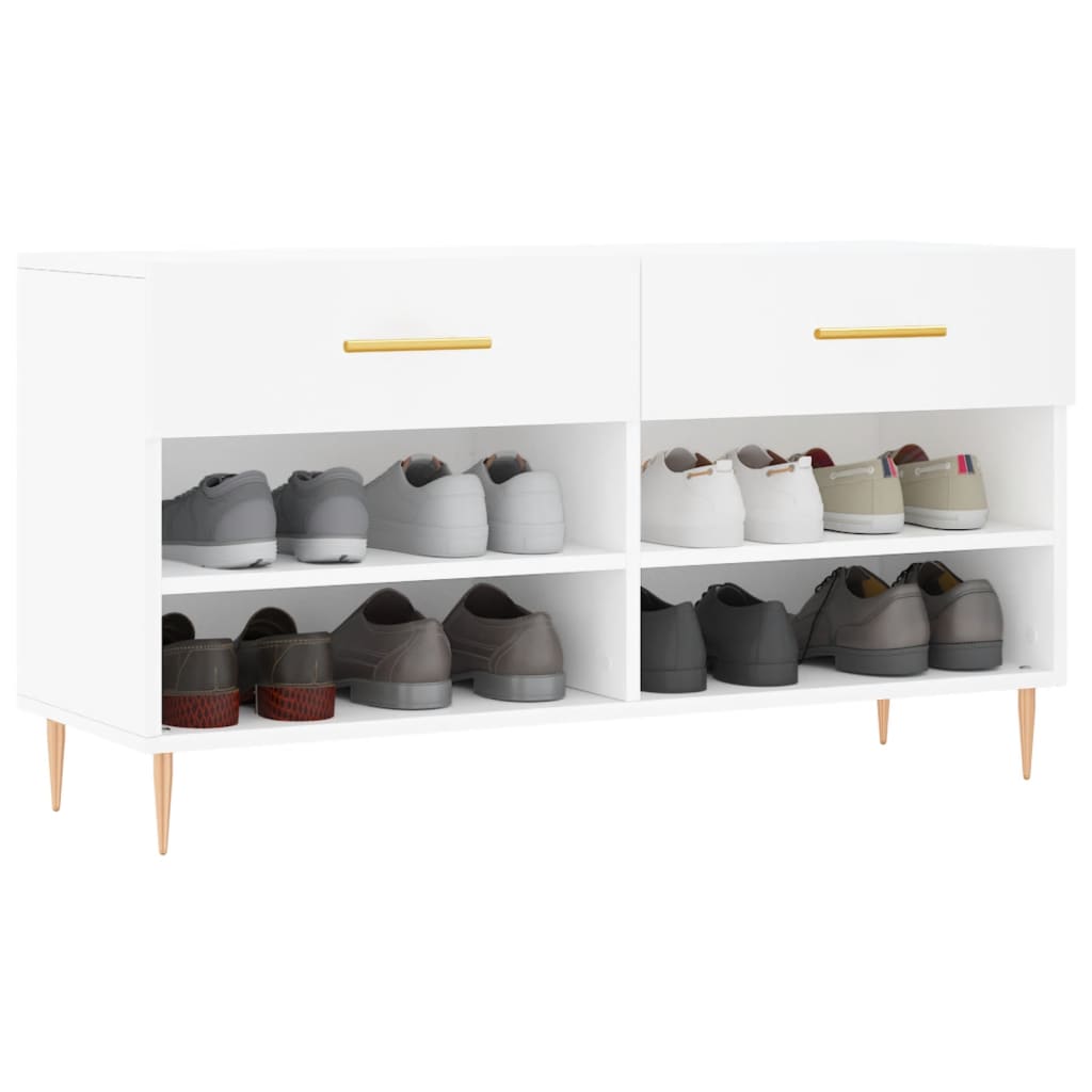 vidaXL Shoe Bench White 102x35x55 cm Engineered Wood
