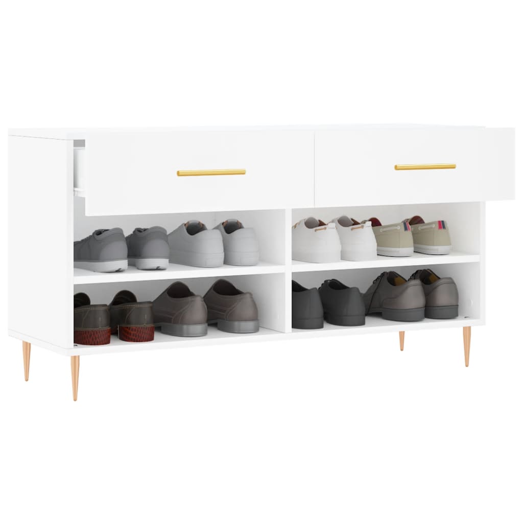 vidaXL Shoe Bench White 102x35x55 cm Engineered Wood