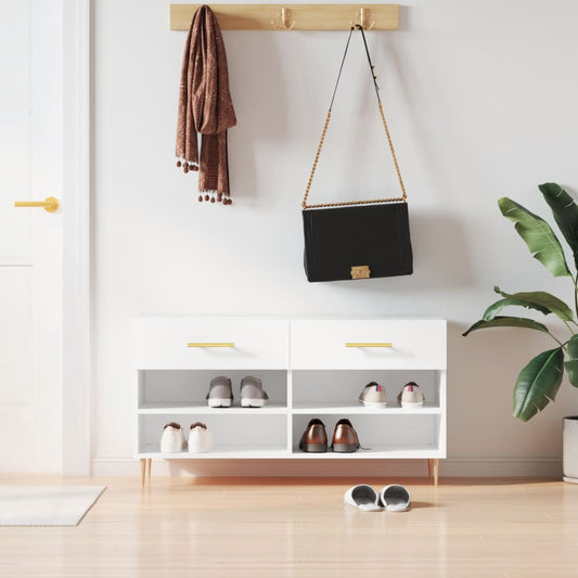 vidaXL Shoe Bench White 102x35x55 cm Engineered Wood