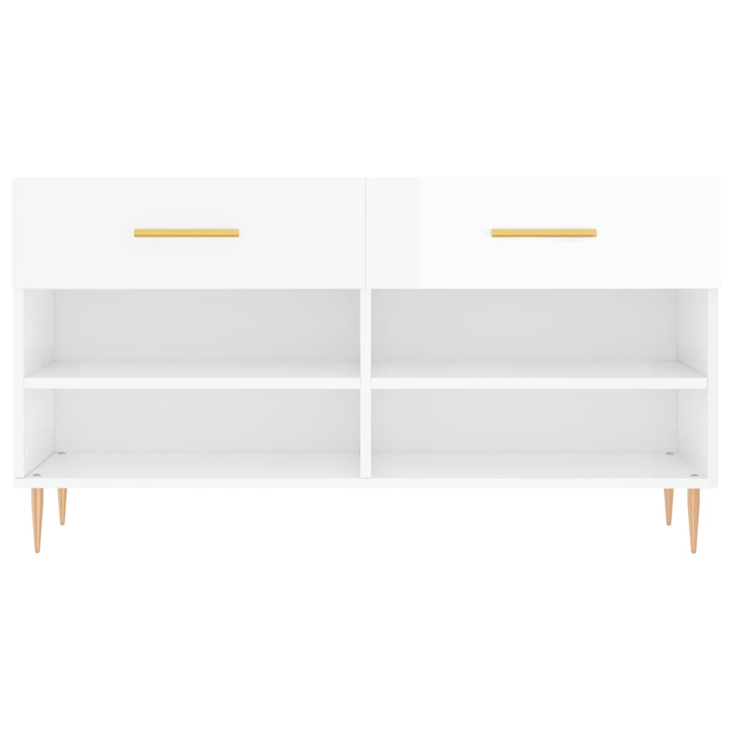 vidaXL Shoe Bench High Gloss White 102x35x55 cm Engineered Wood