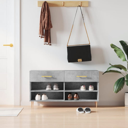 vidaXL Shoe Bench Concrete Grey 102x35x55 cm Engineered Wood