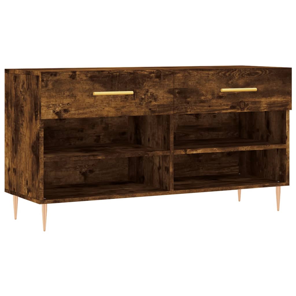 vidaXL Shoe Bench Smoked Oak 102x35x55 cm Engineered Wood