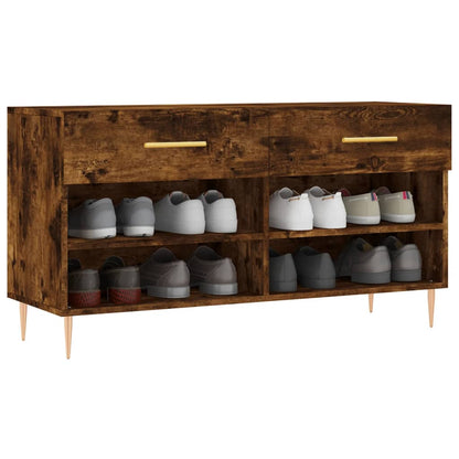 vidaXL Shoe Bench Smoked Oak 102x35x55 cm Engineered Wood