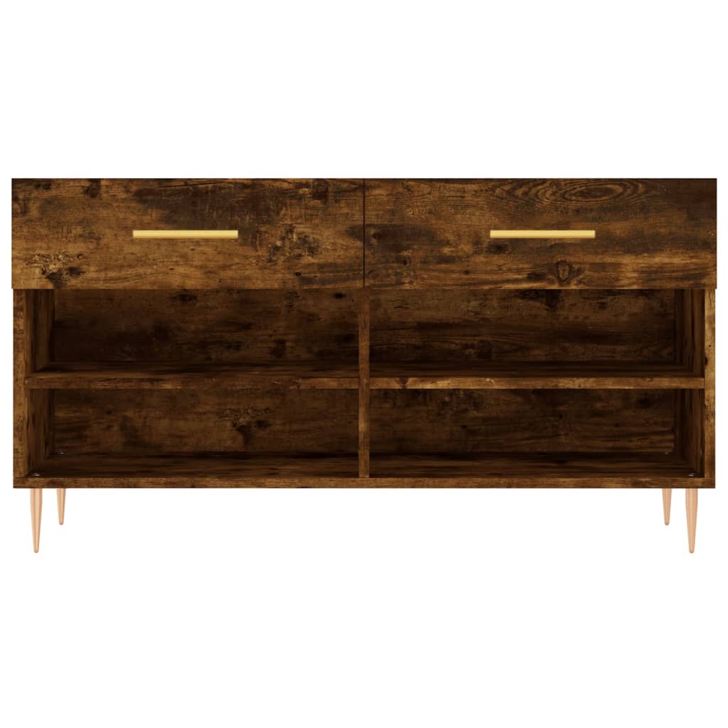 vidaXL Shoe Bench Smoked Oak 102x35x55 cm Engineered Wood
