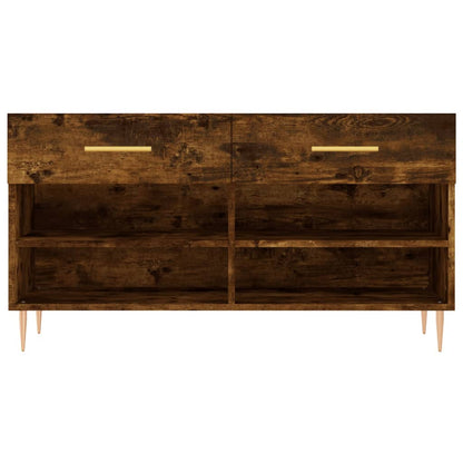 vidaXL Shoe Bench Smoked Oak 102x35x55 cm Engineered Wood